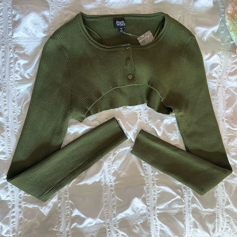 Green Cropped Sweater